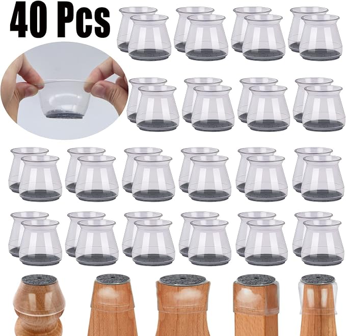 BUMACO 40Pcs Chair Leg Floor Protectors Chair Leg Protectors - Image 4