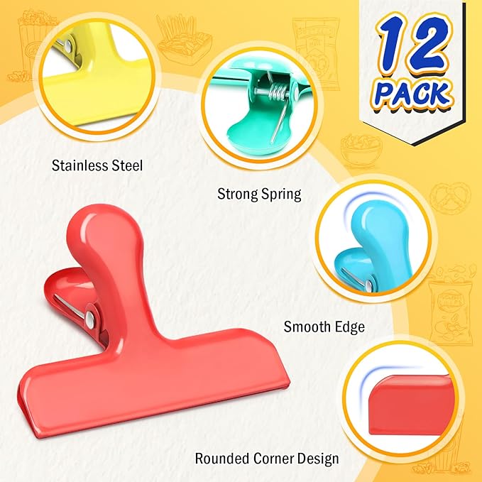 VNDUEEY 12 Pack Stainless Steel Chip Bag Clips, Chip Clips - Image 4