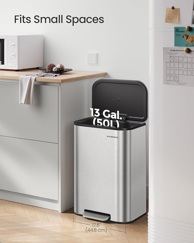 SONGMICS Kitchen Trash Can, 13-Gallon Garbage Can - Image 3