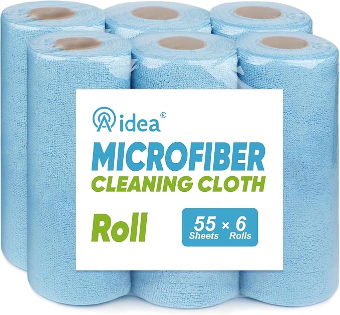 AIDEA Microfiber Cleaning Cloth, Shop Towels 330 Sheets 6 Roll, Microfiber by AIDEAHOME