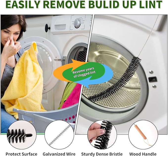 Dryer Lint Brush Vent Cleaner 30 inch Refrigerator Coil Cleaning Brushes - Image 3