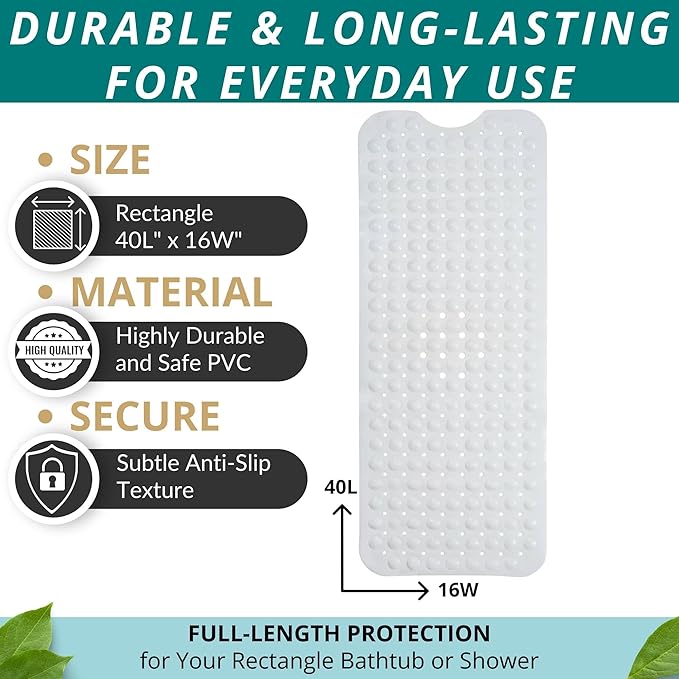 ENKOSI Bath Mat – 40 x 16 Inch Non-Slip Shower Mat - Image 3
