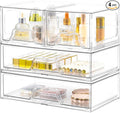 4 Pack Stackable Storage Drawers Clear Acrylic Organizer Bathroom Makeup by Stebopum