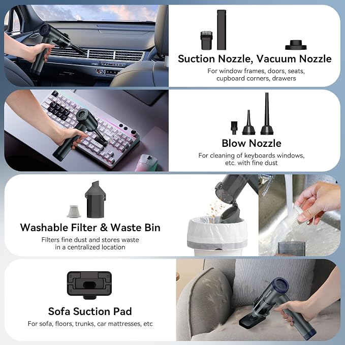 FOUNFOUN Handheld Vacuum Cordless, Portable Car Vacuum, High Power Cleaner - Image 5