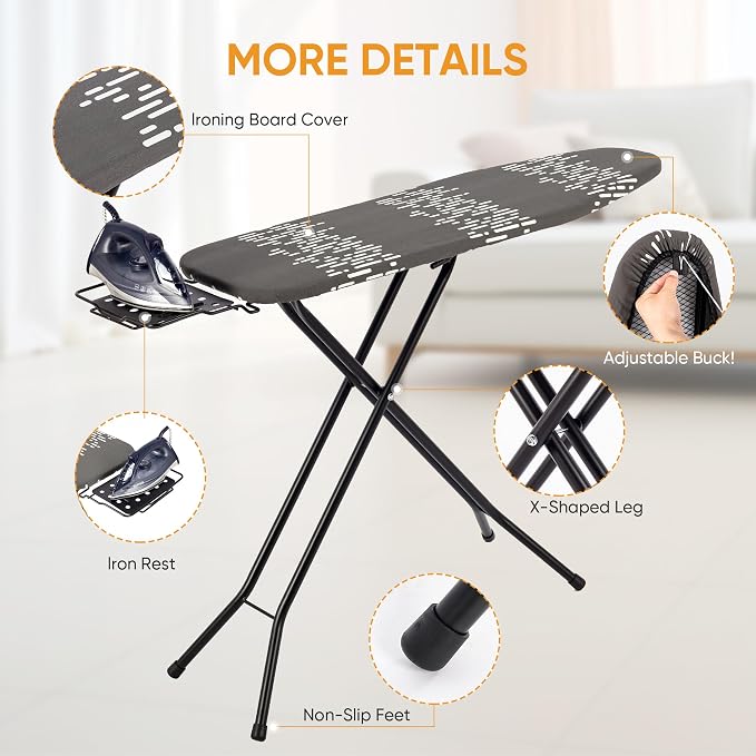 Deluxe Ironing Board with Heat Resistant Cover and Thicken Felt Pad, Safety - Image 3