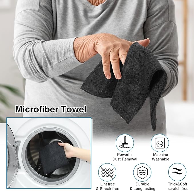 200 Pieces Microfiber Cleaning Cloths Bulk Absorbent Microfiber Towels Reusable - Image 3