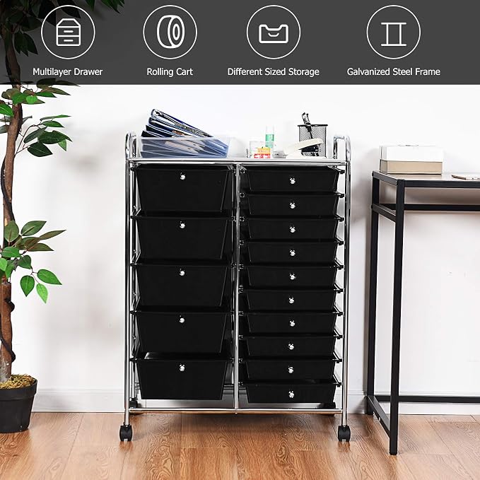 GOFLAME 15-Drawer Rolling Storage Cart, Utility Cart - Image 4