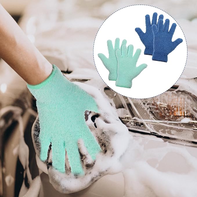 2 Pairs Microfiber Plant Dusting Gloves, Water Blue & Dark Blue Kitchen Indoor - Image 6