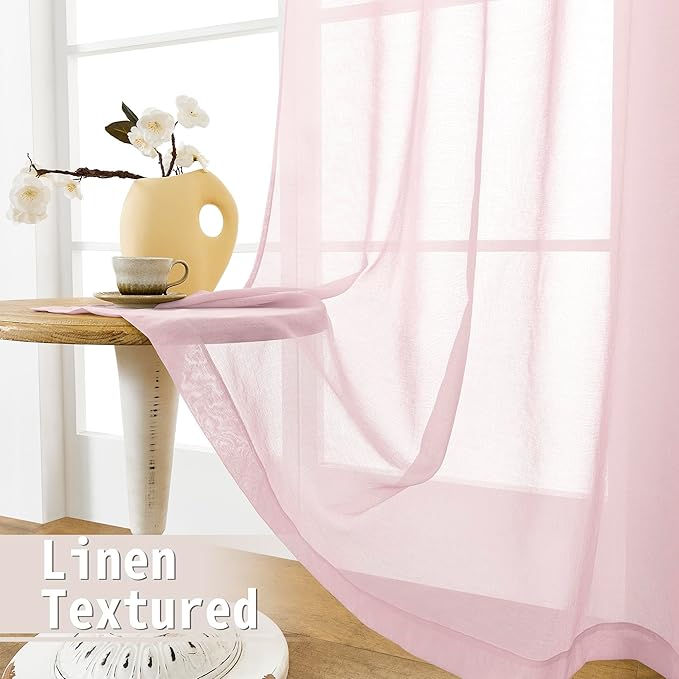 Tollpiz Sheer Door Curtain Closet Linen Textured Curtains Sheer Doorway Light - Image 4