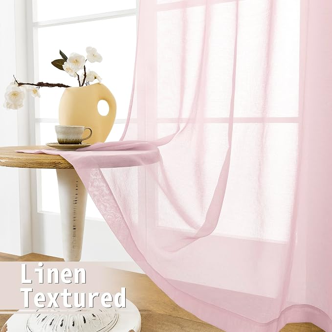 Tollpiz Short Sheer Door Curtains Closet Linen Textured Curtains Sheer Doorway - Image 4