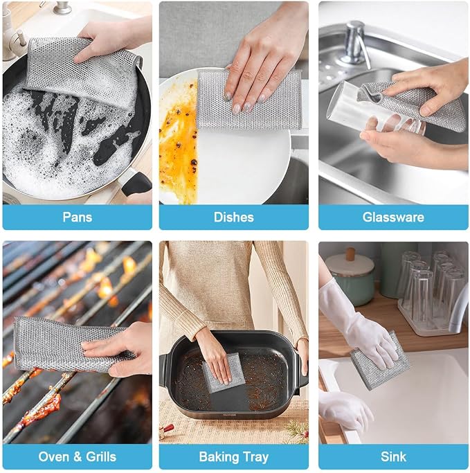AIDEA Non Scratch Wire Dishcloth 24PK, Wire Dishwashing Rag - Image 7