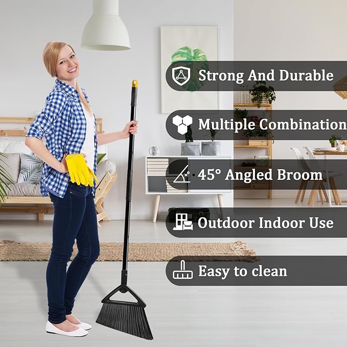 Heavy Duty Broom, Brooms for Sweeeping Indoor, Angle Broom - Image 7
