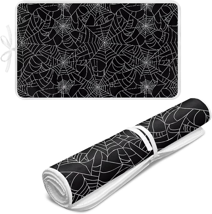 Spider Web Ironing Mat Black Heat Resistant Ironing Blanket Thick Portable by Unknown