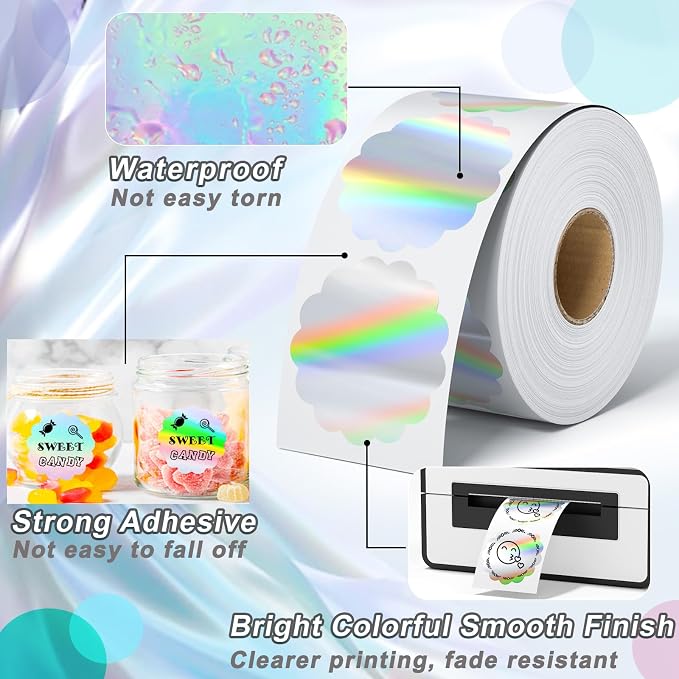 Flower Holographic Thermal Stickers 2 inch, 400 Labels - Image 4