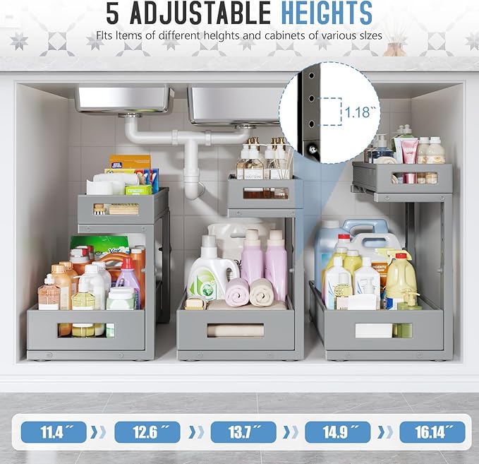 1 Pack 17IN Depth Under Sink Storage Organizer, Large 2-Tier Elegant Mesh Pull - Image 4