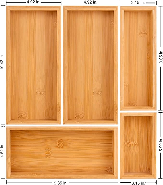 bamboo drawer organizer Set，expandable drawer dividers, wooden storage - Image 7