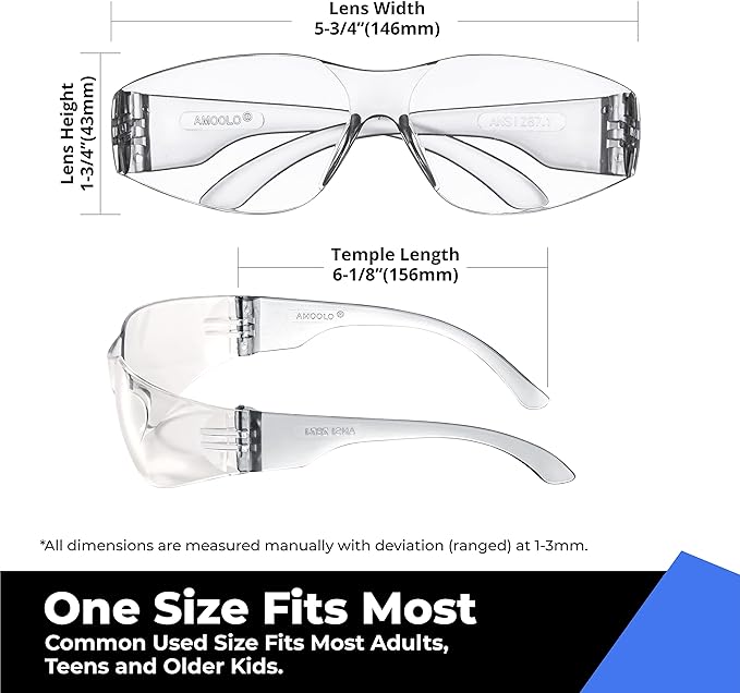 amoolo Clear Safety Glasses Bulk of 24, Protective Eyewear - Image 4