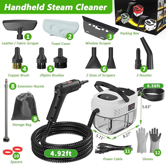 Handheld Steam Cleaner, 2500W High Pressure Steamer - Image 4
