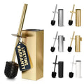 Stainless Steel Toilet Brush and Holder Set Gold & Square Design by Novsix