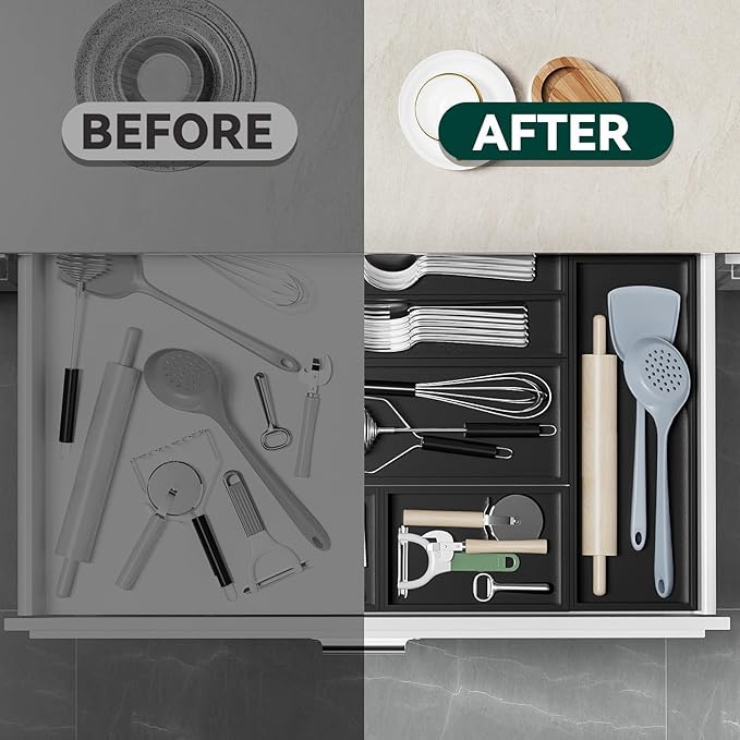 Bamboo Drawer Organizer, Narrow Silverware Organizer - Image 6
