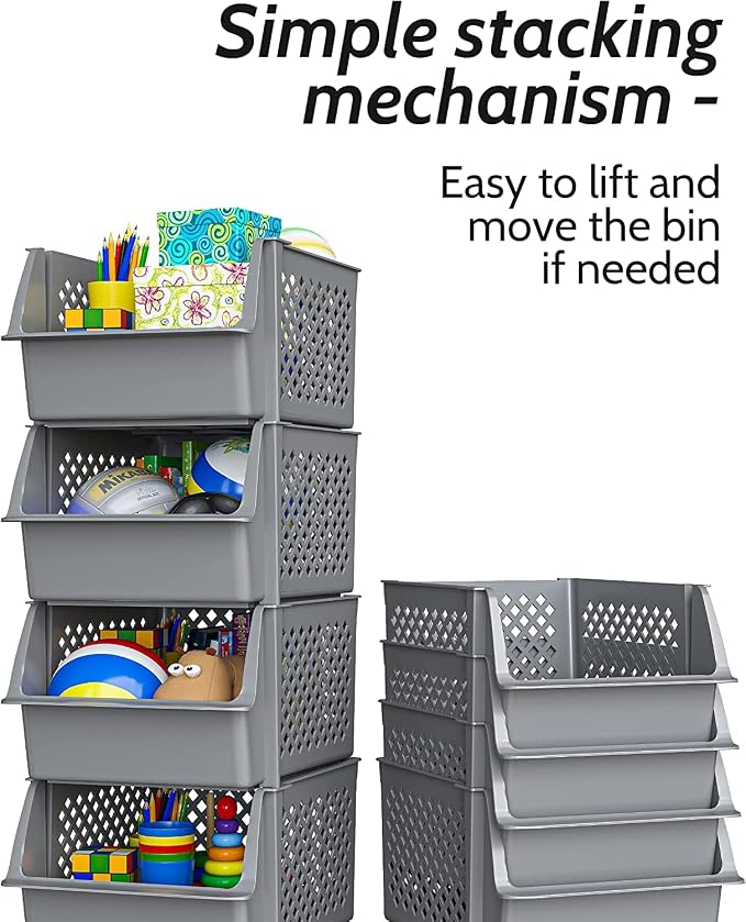 Skywin Plastic Stackable Storage Bins - Image 6