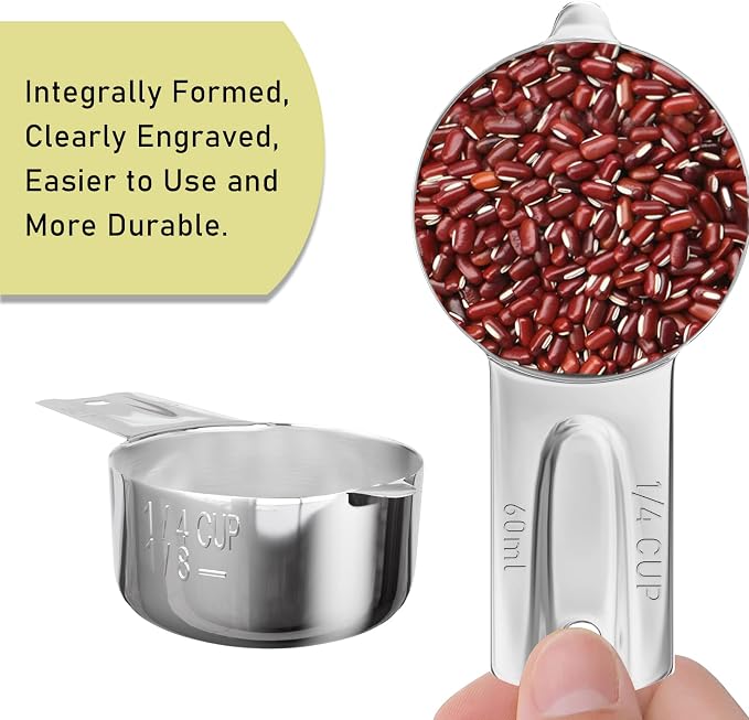 2PCS 1/4Cup Single Measuring Cup, Stainless Steel Measure Scoop, Metric and US - Image 3