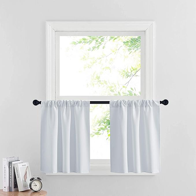 RYB HOME White Curtains for Small Window Energy Efficiency Room Darkening by RYBHOME