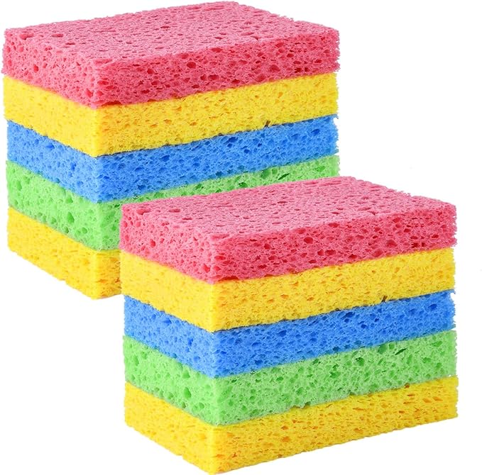 YoleShy Sponge Kitchen Natural Cellulose Sponges 10 Pack Compressed Sponges by YoleShy