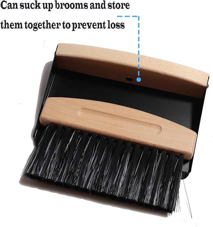 Mini Broom and Dustpan Set Small Metal Dustpan and Brush Set Hand Whisk Broom - Image 4