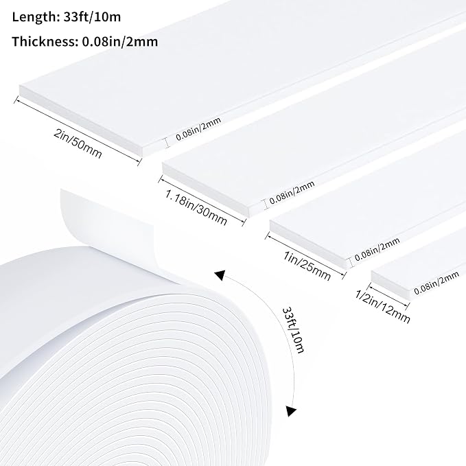 Strong Adhesive Door Weather Stripping, 2Inch Wide X 1/13 Inch Thick, Foam - Image 3
