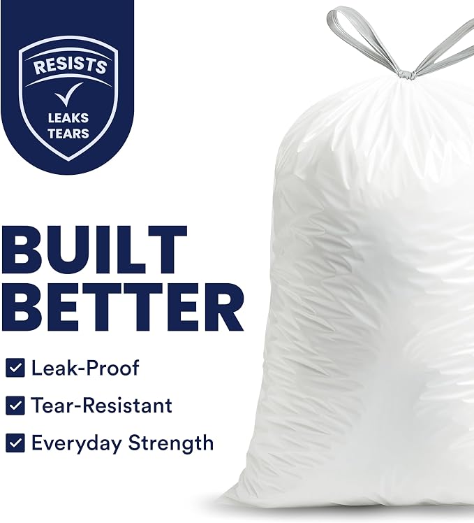 Plasticplace 4 - 6 Gallon White Drawstring Bags, 100% Prime Material, 0.7 Mil - Image 2