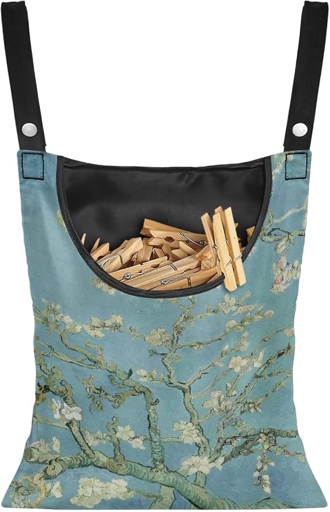 Almond Blossom Print Max Capacity Clothespin Storage Bag 14.5x12in by ZCFYGDX