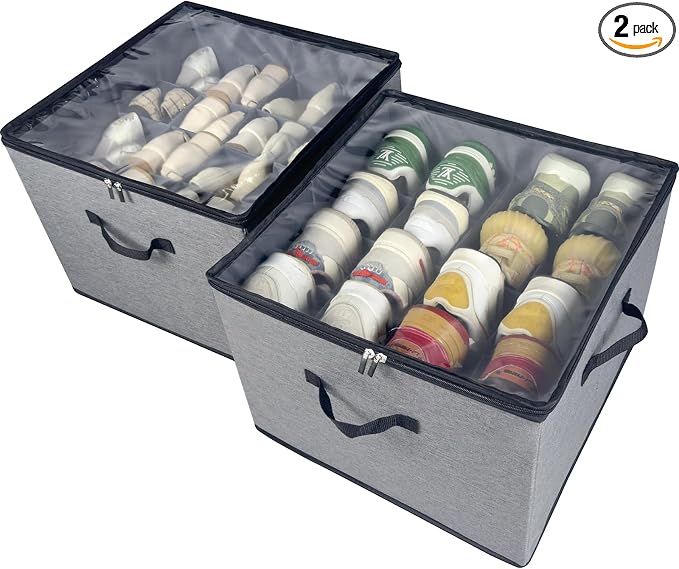 Shoe Organizer Box 2 Pack, Shoe Storage Organizer by Vexalora