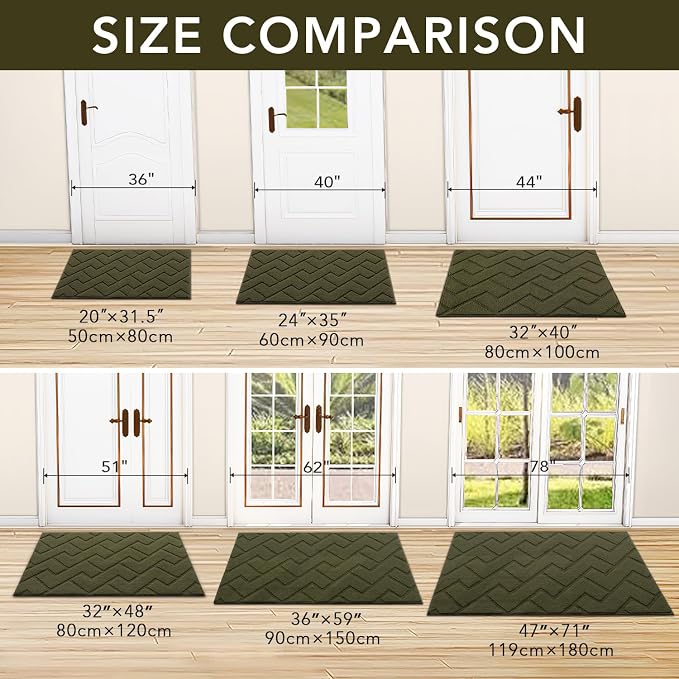 hicorfe Indoor Door Mat, Non Slip Door Mats, Absorbent Resist Dirt Entrance - Image 5