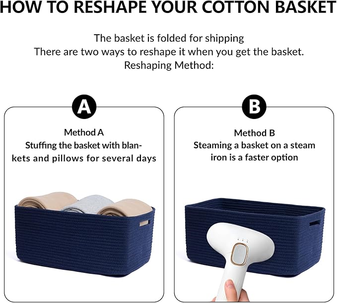 Large Storage Baskets for Organizing, Closet Shelf Baskets for Clothes Blanket - Image 7