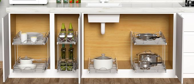 OCG 2 Tier Pull Out Cabinet Organizer, Pull Out Drawers - Image 5