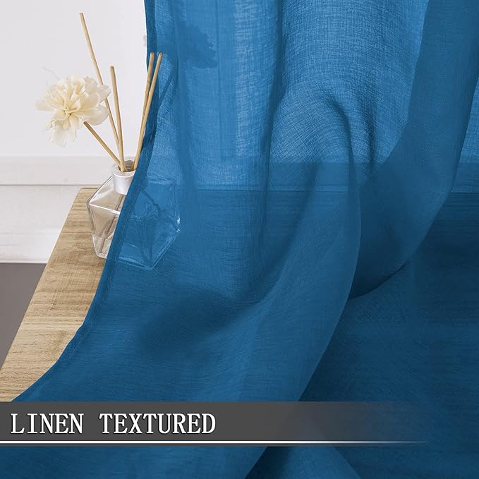 Tollpiz Sheer Curtains Living Room Linen Textured Curtain Sheers Light - Image 2