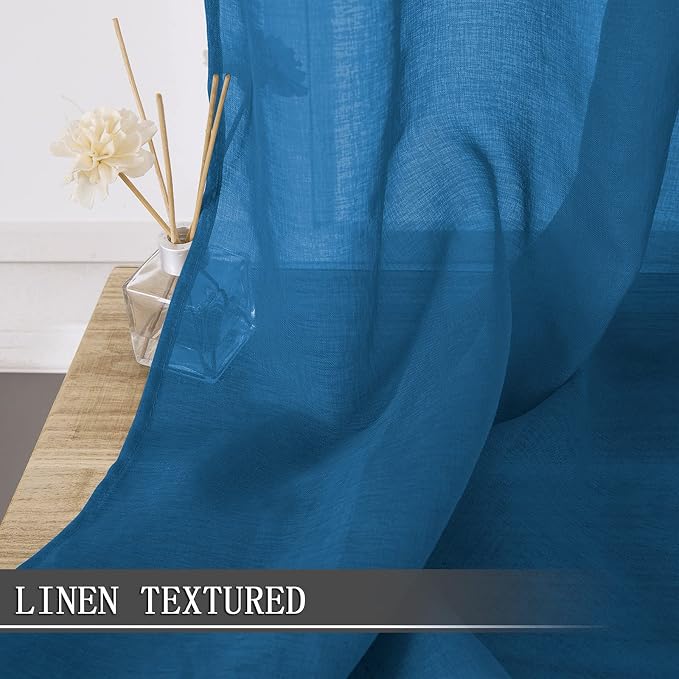 Tollpiz Sheer Curtains Bedroom Linen Textured Curtain Sheers Light Filtering - Image 2
