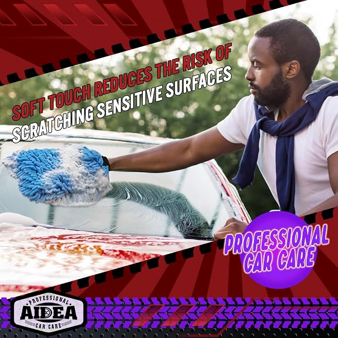 AIDEA Car Wash Mitt Microfiber 2PK, Scratch-Free& Lint-Free, Premium Chenille - Image 4