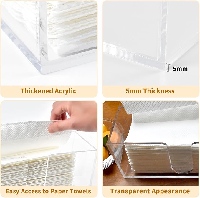 2Pack Acrylic Countertop Paper Towel Holder, Paper Towel Dispenser - Image 4
