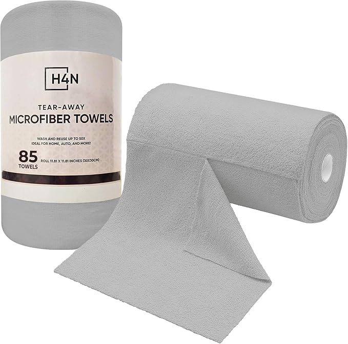 H4N Microfiber Cleaning Cloth Roll, 85 Pack Micro Fiber Wash Cloths by H4N