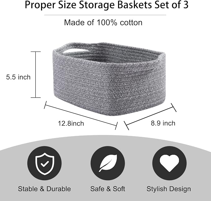 OIAHOMY Cotton Rope Baskets, Woven Baskets - Image 3