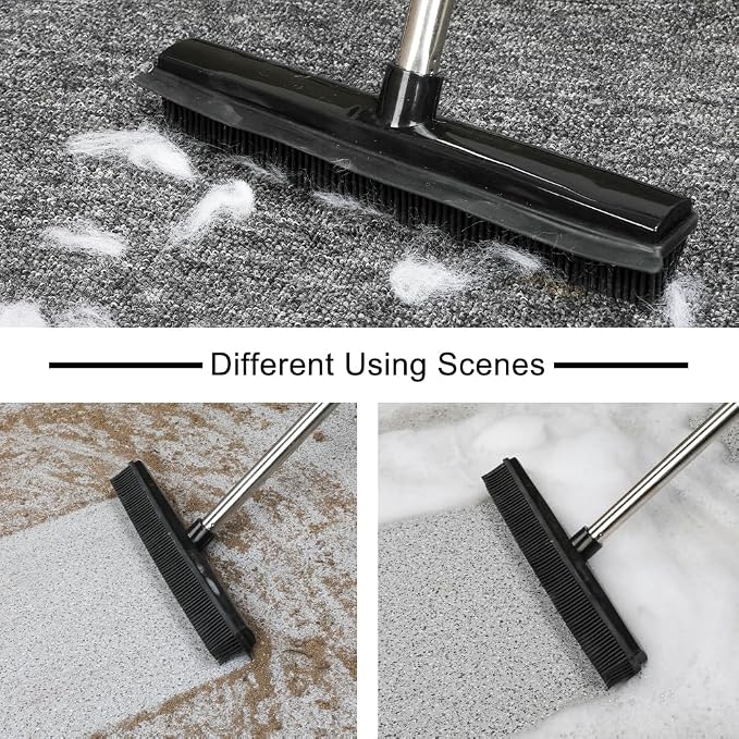 Rubber Broom and Pet Hair Removal Brush Set - Image 3