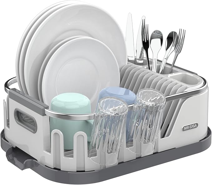 MR.SIGA Dish Drying Rack for Kitchen Counter, Compact Dish Drainer by MRSIGA
