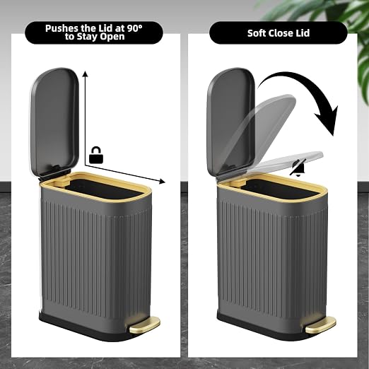 2.6 Gallon Slim Bathroom Trash Can - Image 3