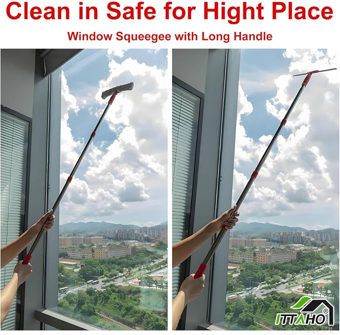 ITTAHO Squeegee for Window Cleaning, Extendable Window Cleaner for Car - Image 3