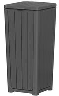 Outdoor Trash Can with Lid, Waterproof Resin Garbage Can with Tiered Lid by LHBGO