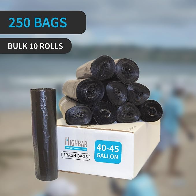 Black Garbage Bags, Made in USA, 40-45 Gallon, Light Duty, High Density - Image 4