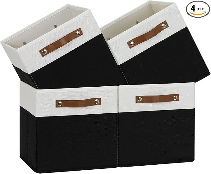 Temary 11 inch Cube Storage Bin 4 Pack Fabric Storage Cubes by TEMARY