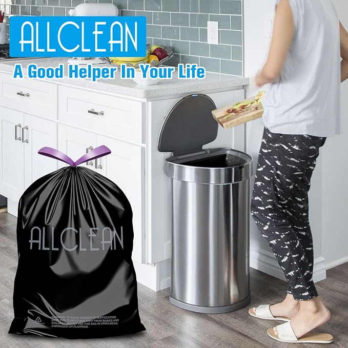 Trash Bags 15 Gallon Tall Kitchen Drawstring Garbage Bags, Fit 13-15 Gal Bins - Image 3